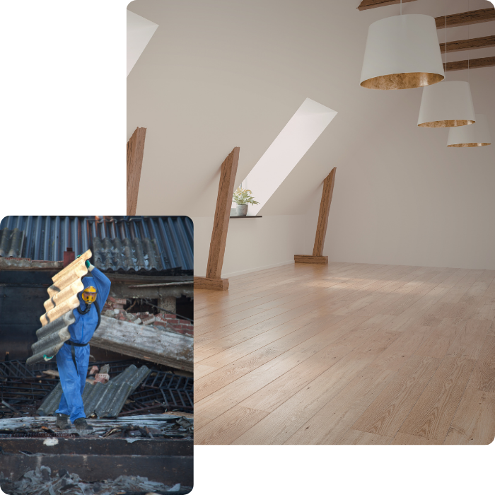 Amiante, désencombrement, tri, triage, déchets, élagage, abattage, 
                  tonte, espaces verts, rénovation, aménagemen des combles