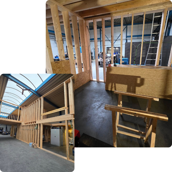 ossature bois, cloisons intérieures, montage, construction, aménagement intérieur