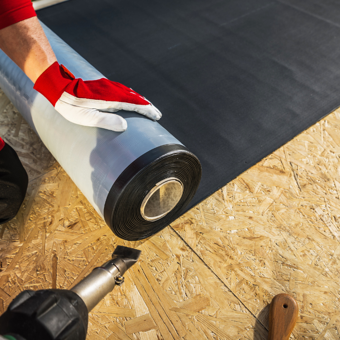 Revêtement pvc, membran, plastique, protection, toit, toiture plates, toiture terrasse