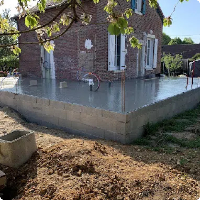 dalle, accès, pavage, sols, assainissement, dalle en béton