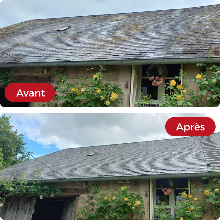 Démoussage, nettoyage, mousse, toit, toiture, façade, décapage, ravalement, crépi, nouvelle façade