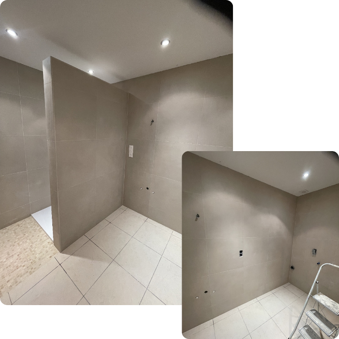 Carrelage, intérieur, salle de bain, douche, carrelage, murs, sols, nouvelle salle de bain, rénovation
