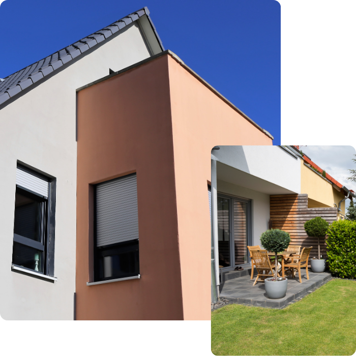 Rénovation extérieure, façade, terrasse, terrassement, pavage, pavés, allée, sols extérieurs