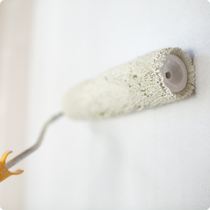 schilder, schilderen, roller, muren, plafonds, verlaagde plafonds