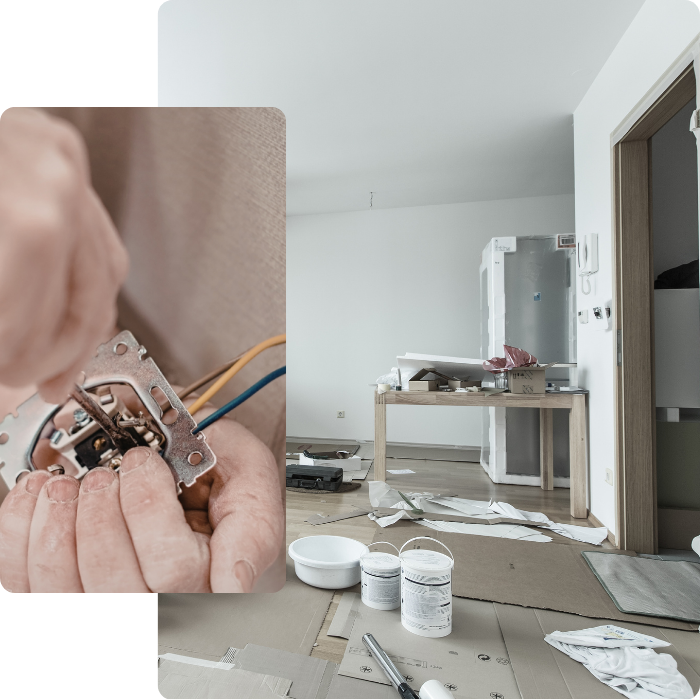 kluswerken, herselt, algemene renovatie, elektriciteit, elektriciteitswerken, renovatiewerken,
                      loodgieterswerk, muren, pleisterwerk