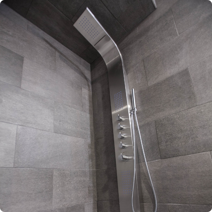 plomberie, installation, pommeau de douche, baignoire, meuble de salle de bain, sdb