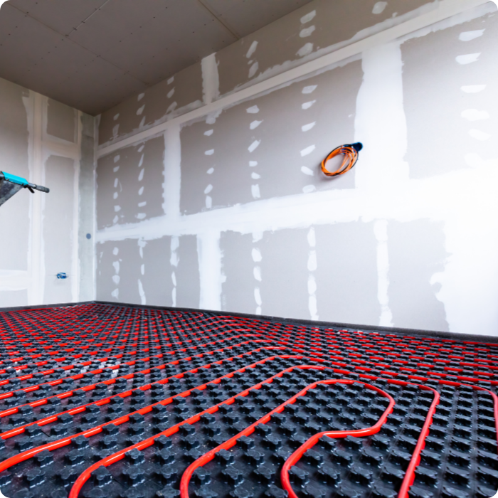 Chauffage sol, valve, plomberie, eau, tuyaux, placement, sol, plancher, chauffagiste