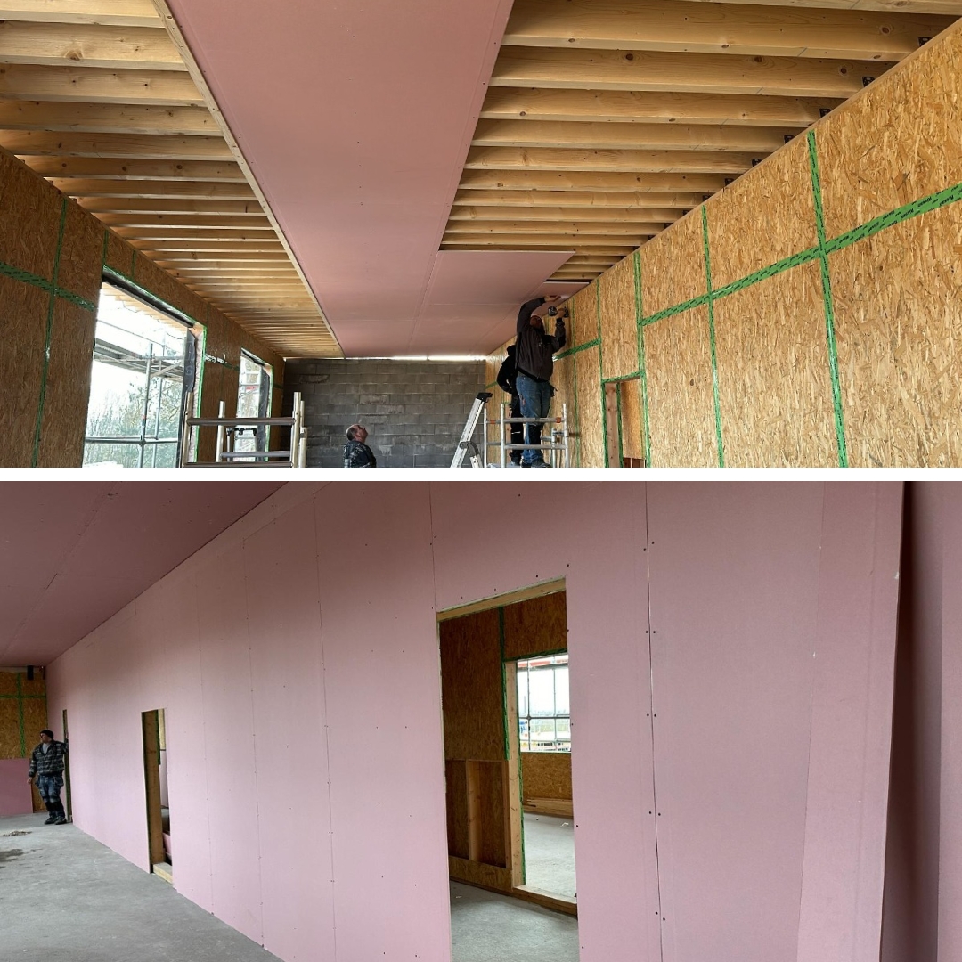 Cloisons et faux plafonds Gyproc - chantier réel Sousou Construct