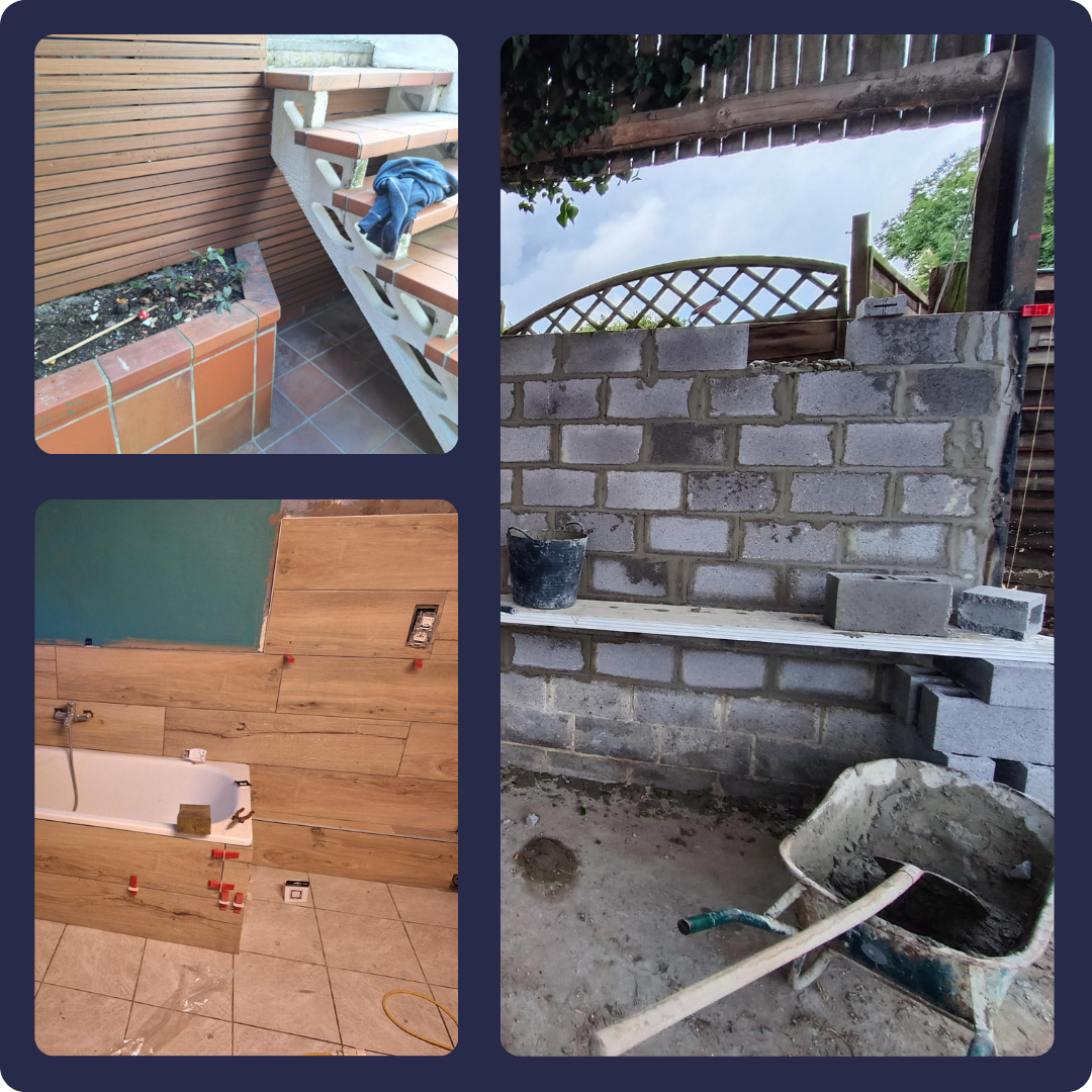 terrasses, pose de carrelages, terrassement