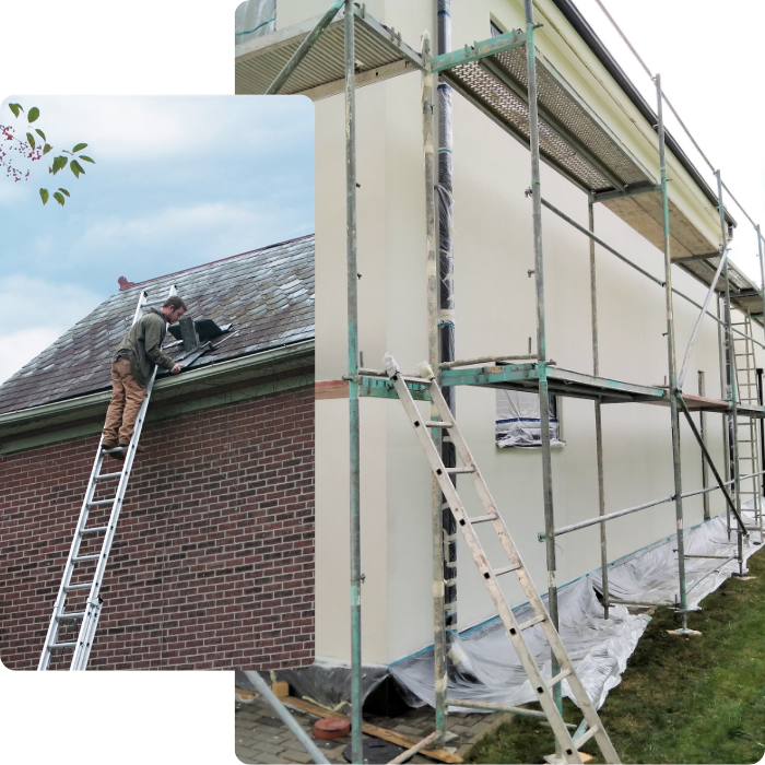 zink, dakgoot, gevel, gevelbekleding, pleisterwerk, verf, gevelbekleding