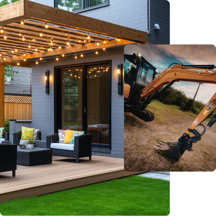 Terrassement, terrain, nivellement, préparation, extérieur, jardin, sols, terres