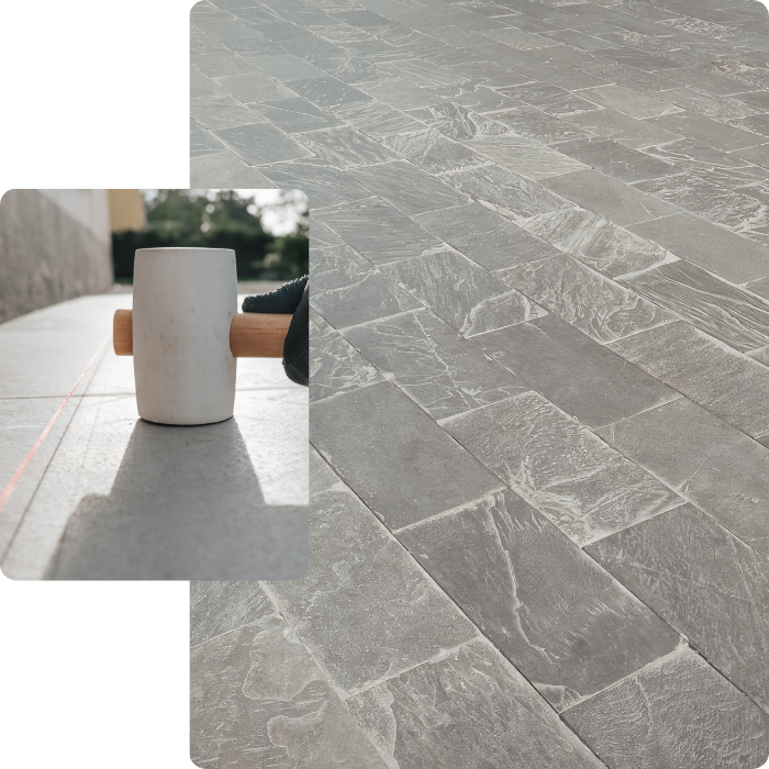 Pavage, pavé, klinkers, terrasse, allée, abords, jardin, sols extérieurs