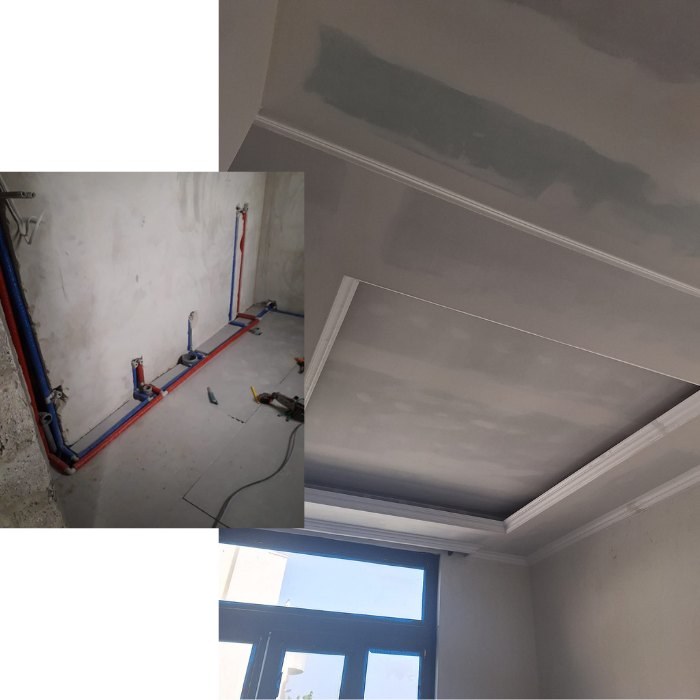 Branchement, électricité, circuit électrique, plafonds, murs, plafonnage, configuration