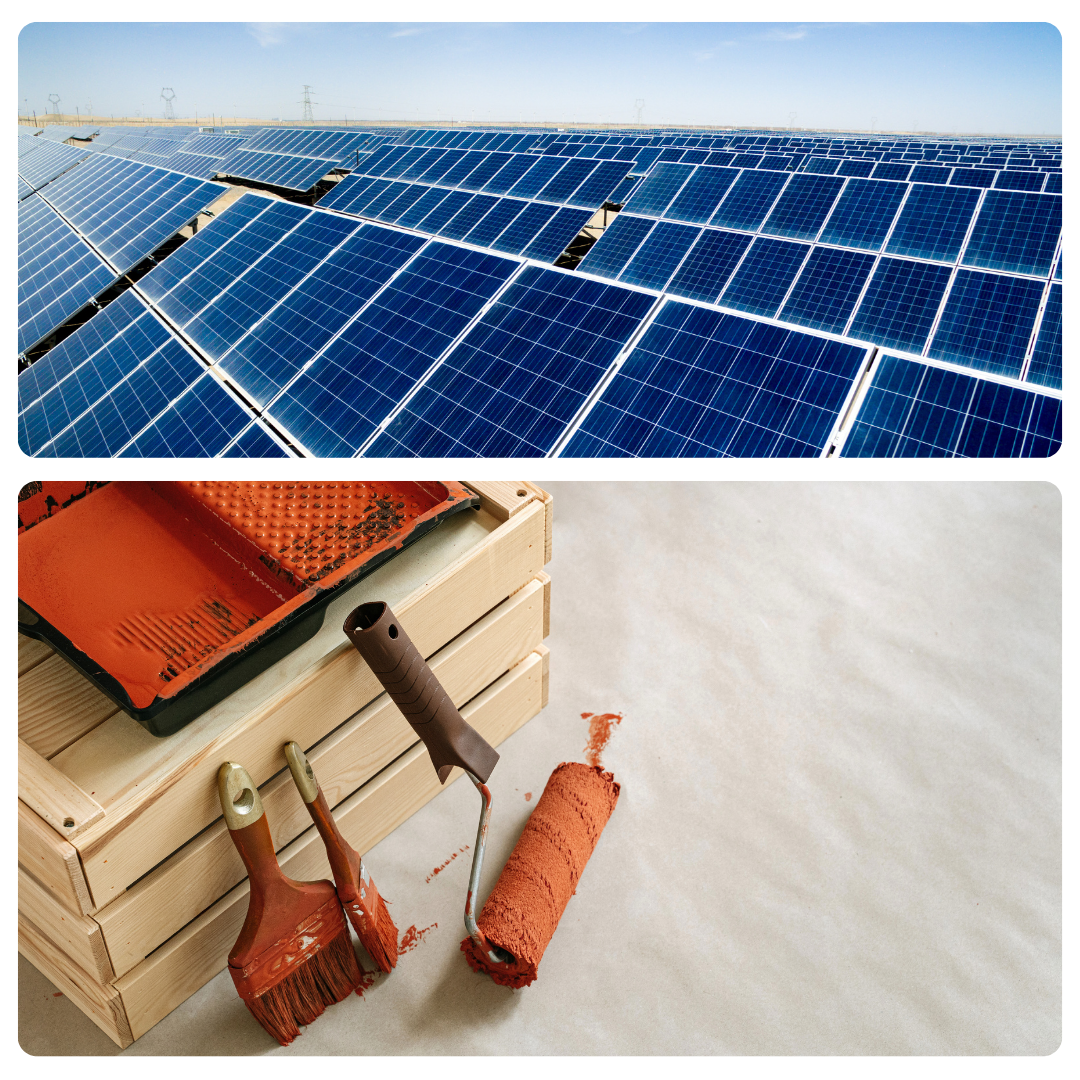 Peinture, bornes de recharge, panneaux, électricité 