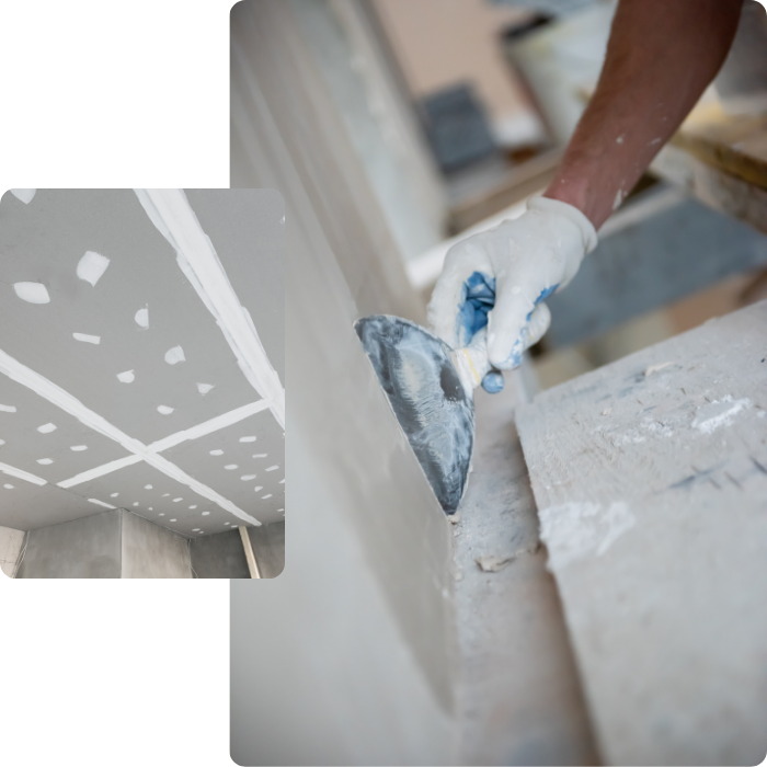 Parachèvement, plafonnage, murs, plafonds, plâtre, cloisons, rénovation intérieure