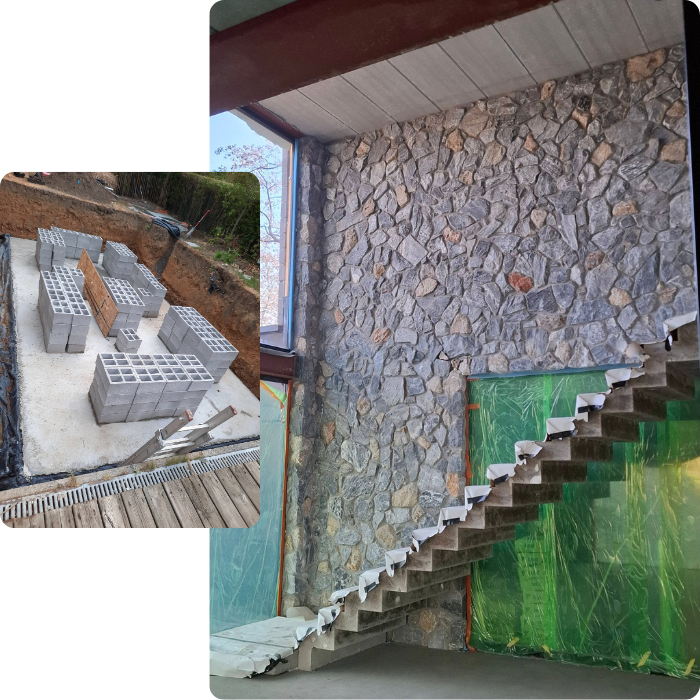 Maçon, maçonnerie, béton, gros oeuvre, murs porteurs, construction, annexe, extension