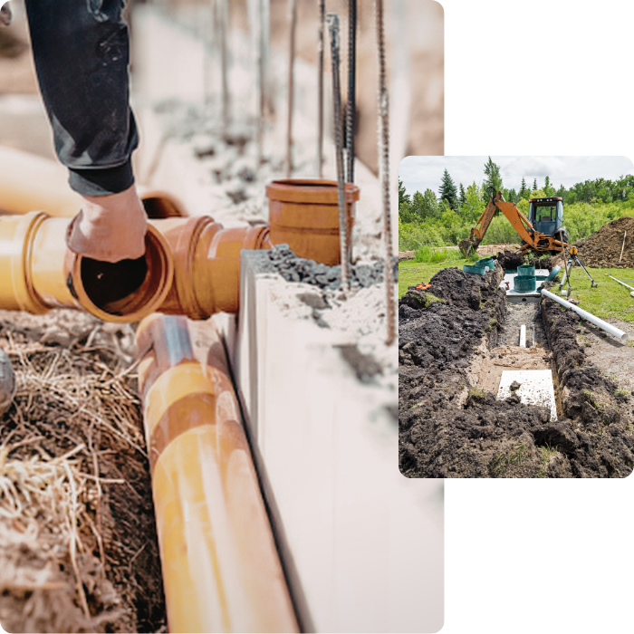 Drainage, égouttage, fosse septique, terrain, sols, jardin, extérieur