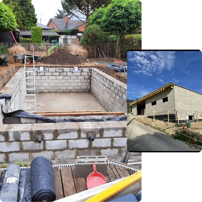 Finitions, parachèvement, jardin, aménagement extérieur, terrassement, dalle de béton, pavage