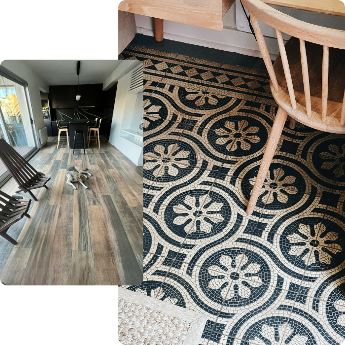 Sols, travaux, carrelage, parquet, nouveau sol, parquet, massif, semi massif