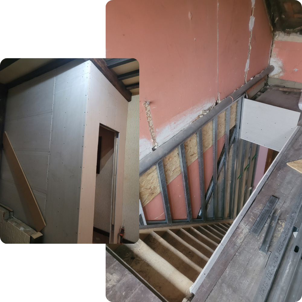 Cloisons, panneaux, osb, plaques de plâtres, placo, cloisonnement, miurs intérieurs, aménagement intérieur