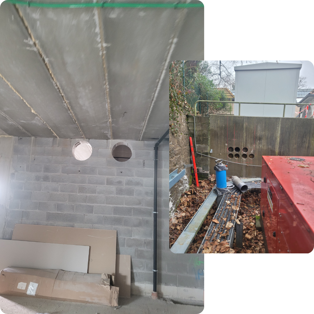 Perçage, percer, murs, construction, rénovation