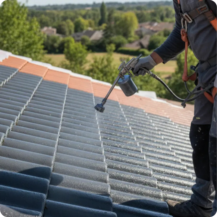 Peinture, tuiles, couvertures, peinture sur tuiles, vernis incolore, traitement