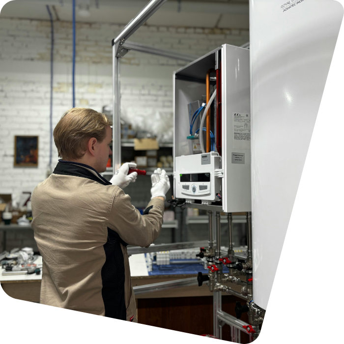 chauffage, installation, radiateur, raccordements, chaudière