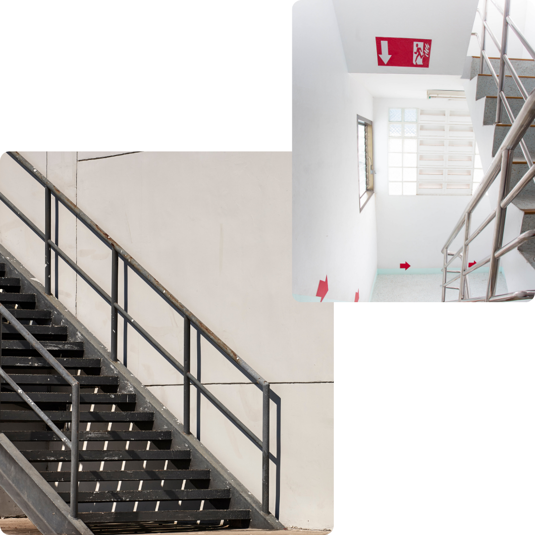 escalier de secours, passage, secours, fiable, escalier métallique