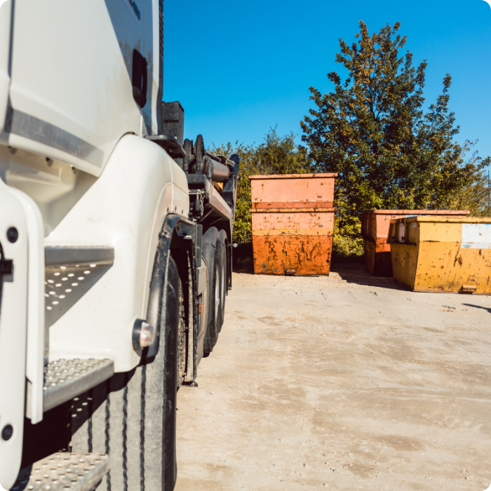 évacuation, recyclage, transport, déchets, container, camion