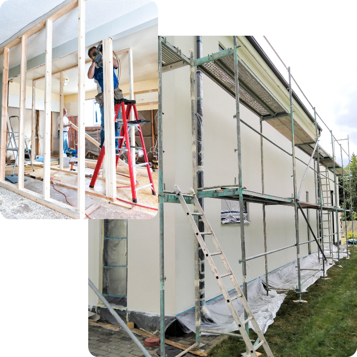 renovatie, algemene renovatie, renovatiewerken, binnenrenovatie, muren en plafonds,
                    pleisterwerken, binnenafwerking, schilderwerken, decoratie, sanitair, verwarming,
                    elektriciteitswerken, metaalwerk, gevelrenovatie, gevelbekleding, keukenrenovatie, badkamerrenovatie