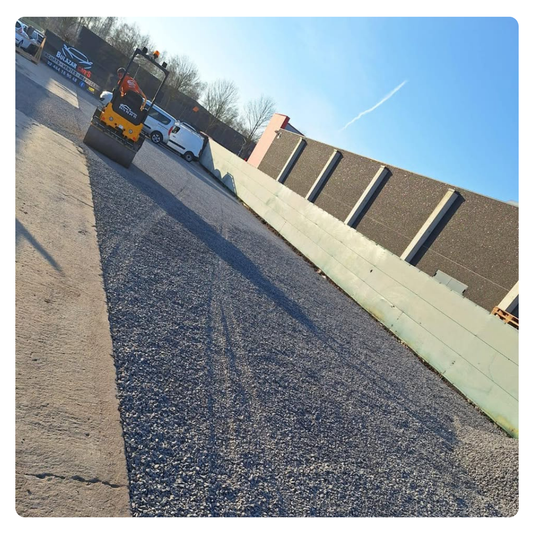 béton, parking, création de parking, pavés, gravier