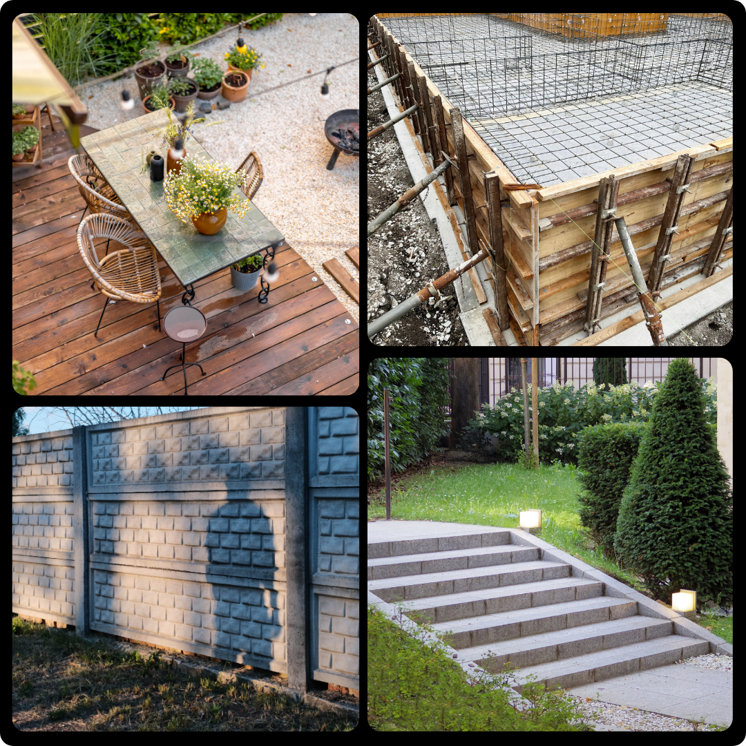 Aménagement extérieur, sols, escaliers,terrassement