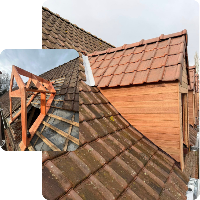 lucarne, bardage bois, aménagement extérieur, bois, châssis, façade, bois