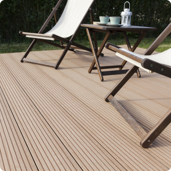 Terrasse en bois, aménagement extérieur, jardin, bois, composite