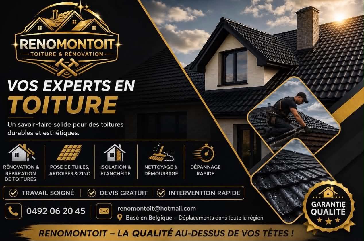 couvreur Mons, toiture Mons Tournai Ath, isolation toiture, zinguerie, nettoyage démoussage toiture, bardage, hydrofuge toiture, rénovation toiture Hainaut, couverture Belgique, réparation toiture