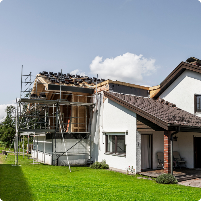 construction extension, construire, ossature bois, parachèvement, finitions intérieures