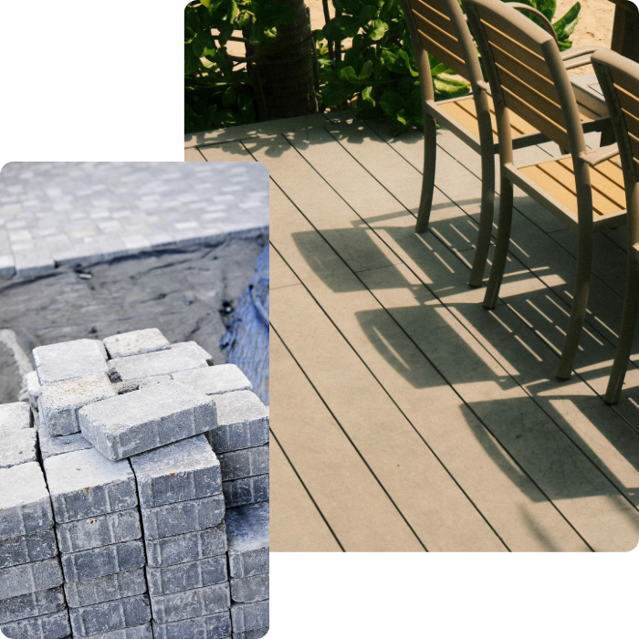 Sols extérieurs, portails, clôtures, palissades, aménagements, carports, abris de jardin