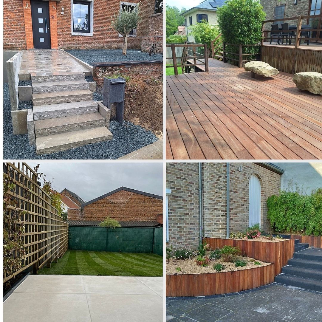 Jardinier, paysagiste, espaces verts, jardin, verdures, extérieur, pavage, terrasse, clôtures, pelouse, gazon
