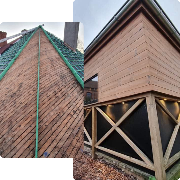 Zinguerie, zinc, gouttières, corniches, aménagements extérieurs, bardage bois,
                  agrandissement, annece, carport, véranda