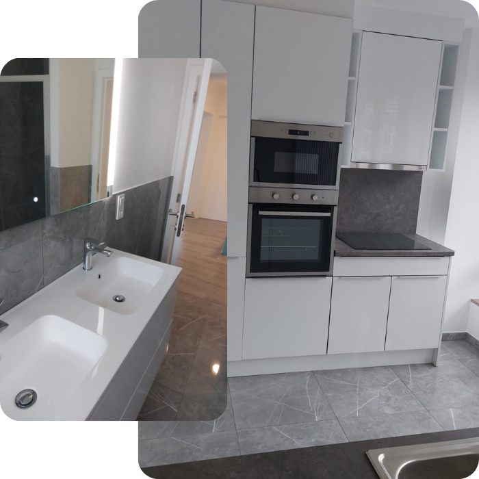 rénovation salle de bain, sdb, travaux, rénovation intérieure, douche, baignoire, wc, transformation, meuble