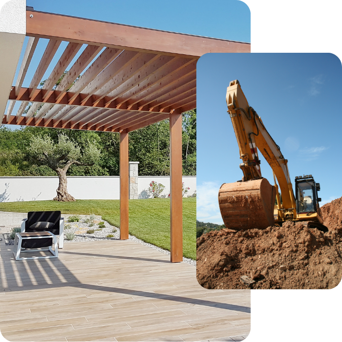 Terrassement, terrasse, travaux jardin, aménagement extérieur, pavage, dallage, clôtures, nivellement, terrain