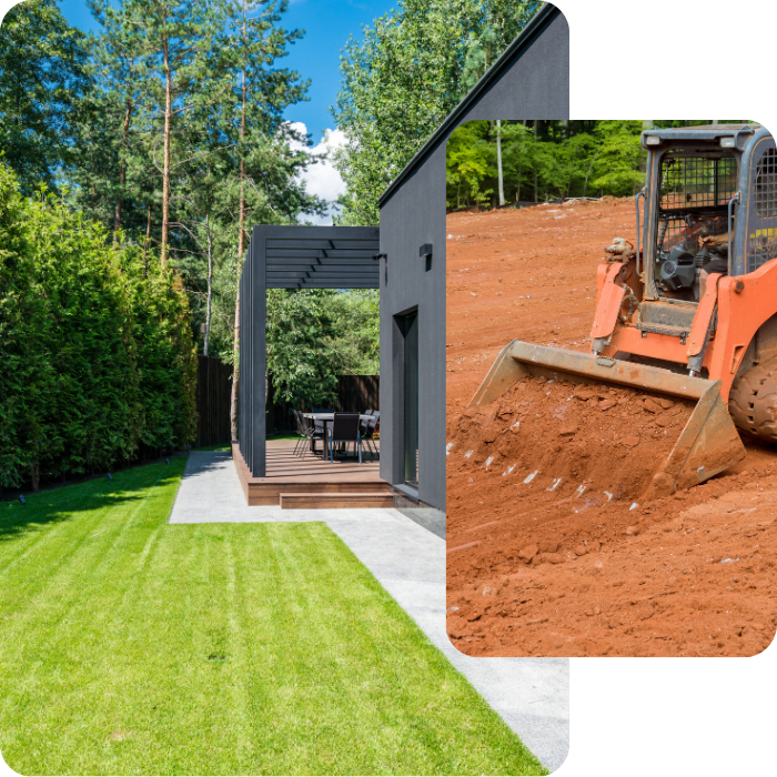 terrassement, nivellement, préparation, terrain, construction, piscine, fondations
