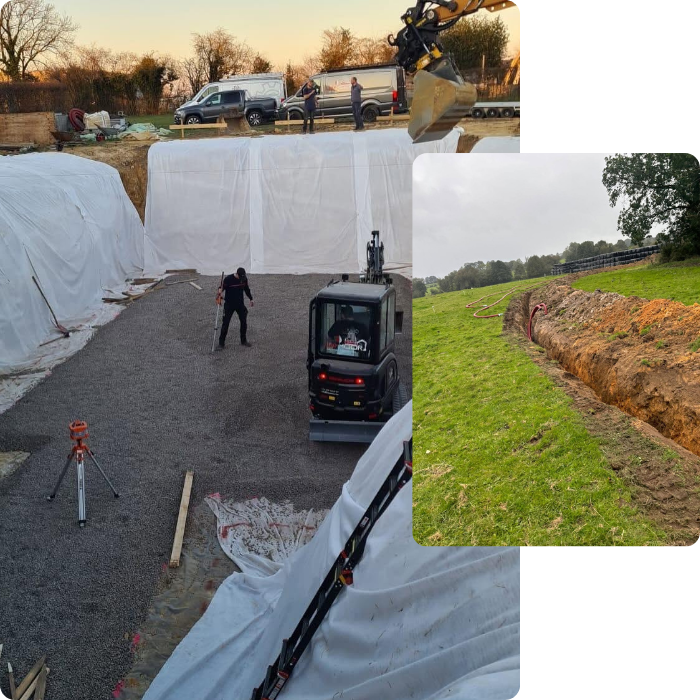 Terrassement, nivellement, terrain, pelleteuse, déblaiement, remblaiment, aménagement extérieur
