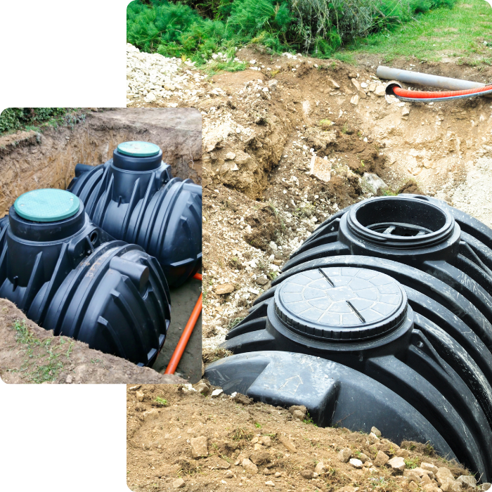 Citerne, cuve, mazout, eau de pluie, raccordement, placement, installation, enterré