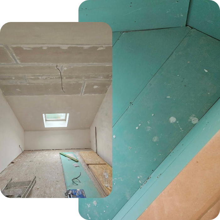 Rénovation intérieure, sous totiure, aménagement, grenier, combles, isolation, plafonnage