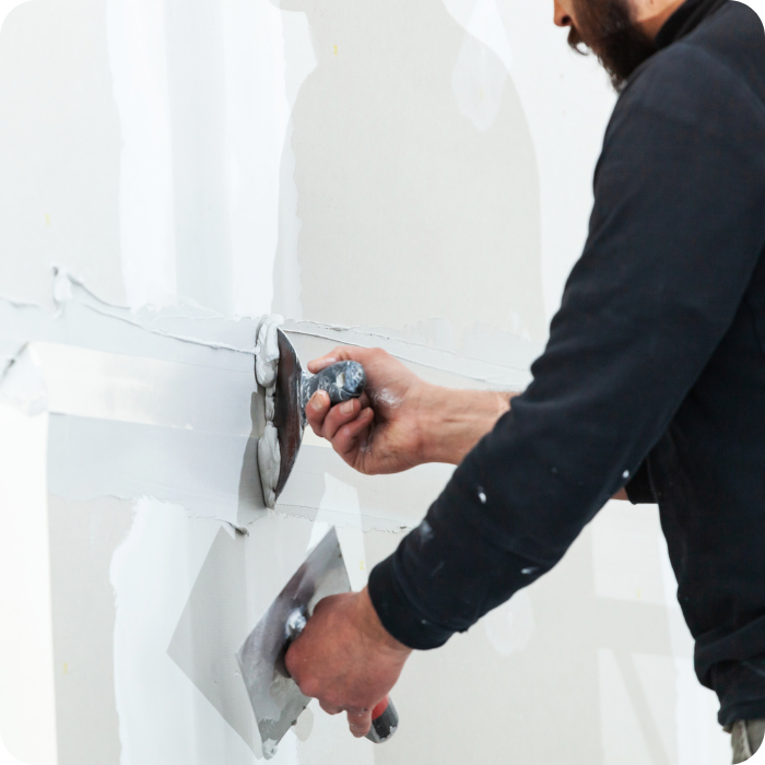 Raccordement, bande, rebouchage, cimentage, peinture