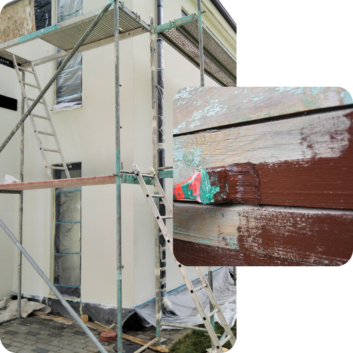 rénovation extérieure, peinture extérieure, façade, boiserie, volet, portail