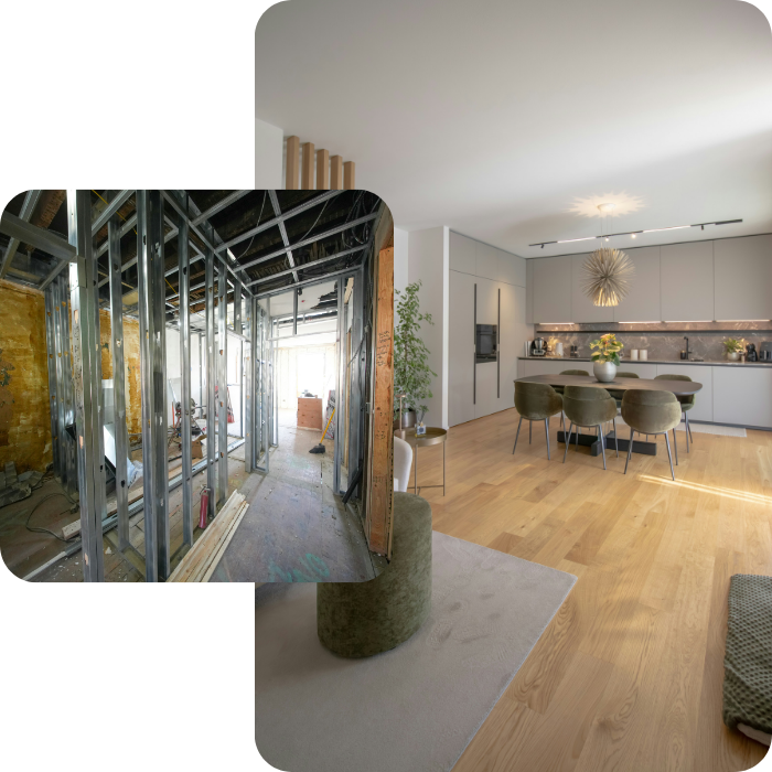 Cloisons, aménagement, intérieur, PMR, cuisine, salle de bain, plomberie, fenêtre, porte