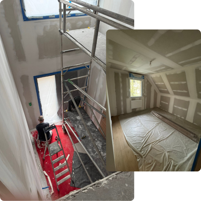 Cloisons, plafonnage, enduit, lissage murs, murs intérieurs, rénovation