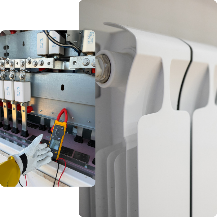 Chauffage, électricité, plomberie, raccords, eau, toilette,